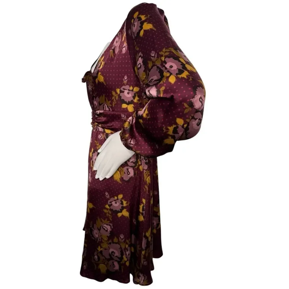 Free People Purple Floral Womens Floral Fit & Flare Dress, Purple Size Small